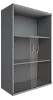 Офисный шкаф средний со стеклом и открытой полкой