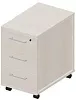  Тумба мобильная узкая (3 ящика, стандартные колёсные опоры, ручки - алюминий)