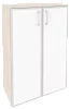 Офисный шкаф средний широкий с белым стеклом в раме