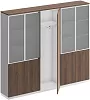 Офисный шкаф со стеклом высокий с узким гардеробом
