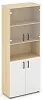 Офисный шкаф высокий широкий (2 низких фасада, задняя стенка ЛДСП+ 2 низких фасада стекло прозрачное)