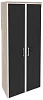 Офисный шкаф высокий широкий (2 высоких фасада чёрное стекло в раме)