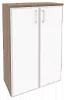 Офисный шкаф средний широкий с белым стеклом в раме