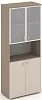 Офисный шкаф высокий широкий (ЛДСП + матовое стекло в раме)