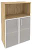 Офисный шкаф средний широкий (2 низких фасада стекло в раме)
