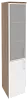 Офисный шкаф высокий узкий лев./прав. (1 низкий фасад ЛДСП + 1 средний фасад белое стекло в раме)