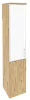 Офисный шкаф высокий узкий лев./прав. (1 низкий фасад ЛДСП + 1 средний фасад белое стекло в раме)