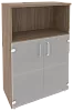 Офисный шкаф средний широкий (2 низких фасада стекло)