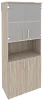 Офисный шкаф высокий широкий (2 низких фасада ЛДСП + 2 низких фасада стекло)