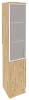 Офисный шкаф высокий узкий лев./прав. (1 низкий фасад ЛДСП + 1 средний фасад стекло в раме)