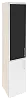 Офисный шкаф высокий узкий лев./прав. (1 низкий фасад ЛДСП + 1 средний фасад чёрное стекло в раме)