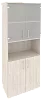 Офисный шкаф высокий широкий (2 низких фасада ЛДСП + 2 низких фасада стекло)