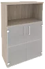 Офисный шкаф средний широкий (2 низких фасада стекло)