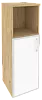 Офисный шкаф средний узкий лев./прав. (1 низкий фасад белое стекло в раме)