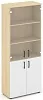 Офисный шкаф высокий широкий (2 низких фасада, задняя стенка ЛДСП + 2 средних фасада стекло прозрачное)
