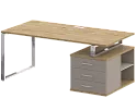 Стол руководителя на металлокаркасе с опорной тумбой (правый)
