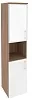 Офисный шкаф высокий узкий лев./прав.(1 низкий фасад ЛДСП + 1 низкий фасад белое стекло в раме)