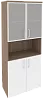 Офисный шкаф высокий широкий (2 низких фасада ЛДСП + 2 низких фасада стекло в раме)
