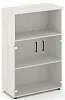 Офисный шкаф средний широкий (2 низких фасада стекло, задняя стенка ЛДСП)