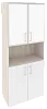 Офисный шкаф высокий широкий (2 низких фасада ЛДСП + 2 низких фасада белое стекло в раме)
