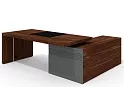 Стол руководителя с опорной тумбой, бюваром и кабель-каналом	(левый)