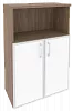 Офисный шкаф средний широкий с белым стеклом в раме