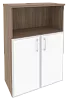 Офисный шкаф средний широкий с белым стеклом в раме