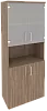 Офисный шкаф высокий широкий (2 низких фасада ЛДСП + 2 низких фасада стекло)