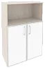 Офисный шкаф средний широкий с белым стеклом в раме