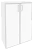 Офисный шкаф средний широкий с белым стеклом в раме
