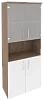 Офисный шкаф высокий широкий (2 низких фасада ЛДСП + 2 низких фасада стекло)