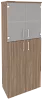 Офисный шкаф высокий широкий (2 средних фасада ЛДСП + 2 низких фасада стекло)