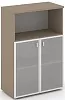 Офисный шкаф средний широкий (низкие двери матовое стекло в раме)