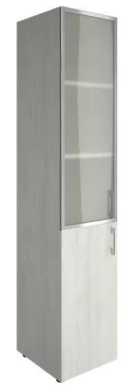 Офисный шкаф узкий комбинированный со стеклом в раме Л/ПР