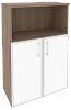Офисный шкаф средний широкий (2 низких фасада белое стекло в раме)