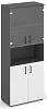 Офисный шкаф высокий широкий (2 низких фасада, задняя стенка ЛДСП+ 2 низких фасада стекло прозрачное)