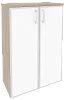 Офисный шкаф средний широкий (2 средних фасада белое стекло в раме)