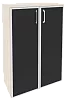 Офисный шкаф средний широкий (2 средних фасада чёрное стекло в раме)