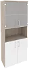 Офисный шкаф высокий широкий (2 низких фасада ЛДСП + 2 низких фасада стекло)