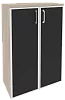 Офисный шкаф средний широкий (2 средних фасада чёрное стекло в раме)