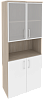 Офисный шкаф высокий широкий (2 низких фасада ЛДСП + 2 низких фасада стекло в раме)