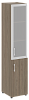 Офисный шкаф узкий комбинированный со стеклом в раме Л/ПР