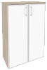 Офисный шкаф средний широкий с белым стеклом в раме