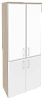 Офисный шкаф высокий широкий со стеклом в раме белое