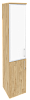 Офисный шкаф высокий узкий лев./прав. (1 низкий фасад ЛДСП + 1 средний фасад белое стекло в раме)