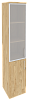 Офисный шкаф высокий узкий лев./прав. (1 низкий фасад ЛДСП + 1 средний фасад стекло в раме)