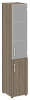 Офисный шкаф узкий комбинированный со стеклом Л/ПР