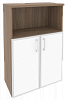 Офисный шкаф средний широкий с белым стеклом в раме