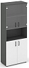 Офисный шкаф высокий широкий (2 низких фасада, задняя стенка ЛДСП+ 2 низких фасада стекло прозрачное)