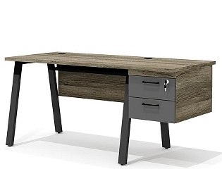 Стол прямой с подвесной тумбой на металлокаркасе (правый)